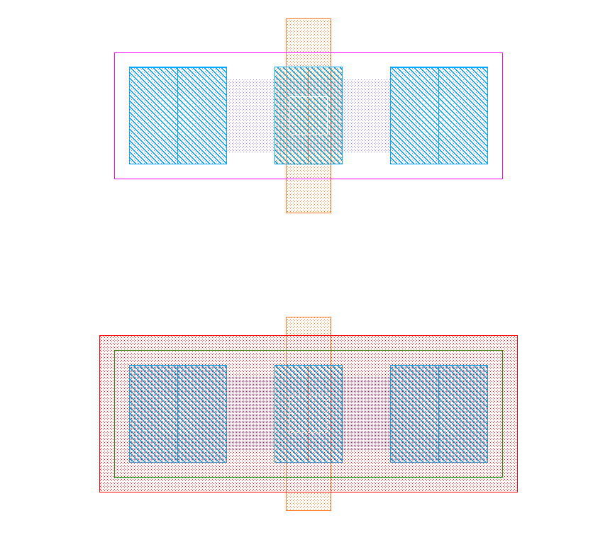 PMOS and NMOS transistors