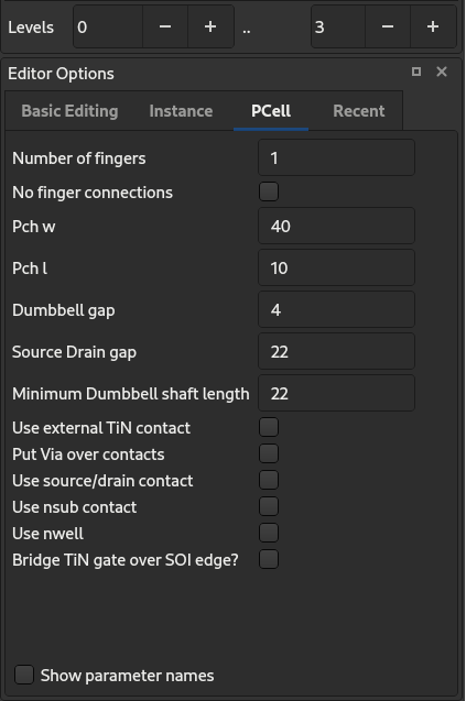 PCell Settings